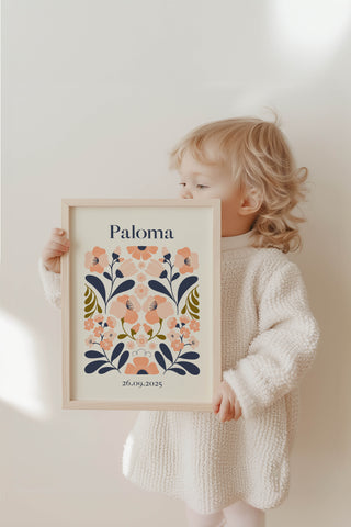 Affiche Personnalisée Fleurs botanique pour chambre bébé