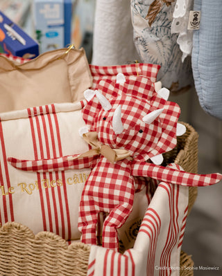 Peluche doudou dinosaure carreaux Maison Mazarine et Moi