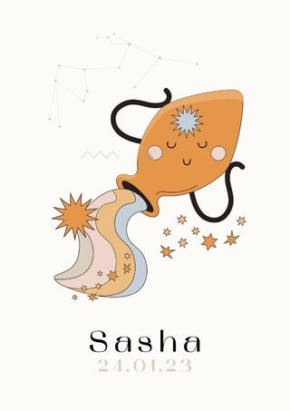 Affiche Astro Personnalisable pour chambre bébé Maison Mazarine et moi