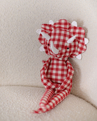 Peluche doudou dinosaure carreaux Maison Mazarine et Moi