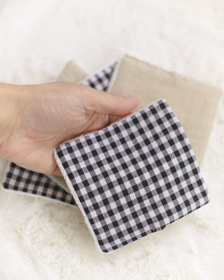 Lot 6 Lingettes lavables bébé carreaux Maison Mazarine et moi