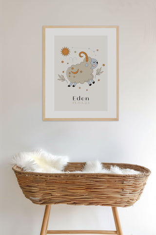 Affiche BELIER Personnalisée pour Bébé Maison Mazarine et moi