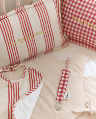 Attache tétine carreaux vichy Maison Mazarine et Moi