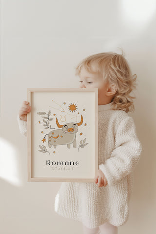 Affiche Signe Astro TAUREAU pour Bébé Maison Mazarine et moi