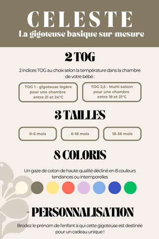 Gigoteuse bébé gaze de coton personnalisable Maison Mazarine et Moi