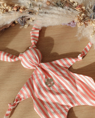 Doudou lapin rayure bébé naissance personnalisable Maison Mazarine et Moi