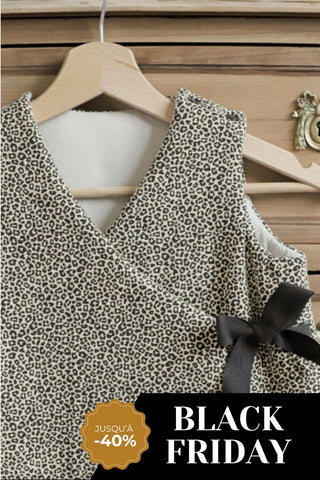 Sakari black-ecru leopard baby sleeping bag