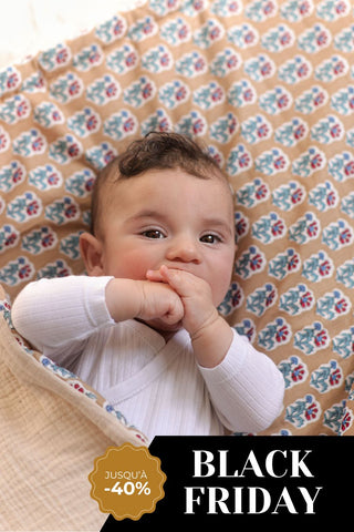 Cali cotton gauze and floral print blanket