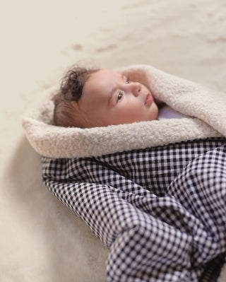 Gingham check sherpa blanket