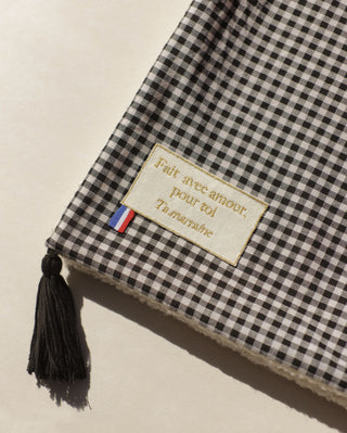 Gingham check sherpa blanket