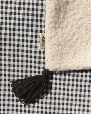 Gingham check sherpa blanket