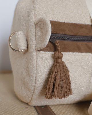 Halona Beige Sherpa Bowling Baby Diaper Bag