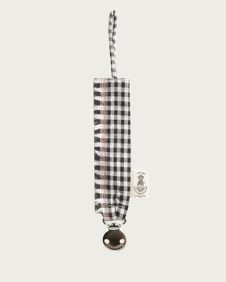 Kampur gingham fringe pacifier clip