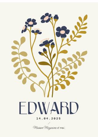 Affiche Personnalisée Fleurs botanique pour chambre bébé