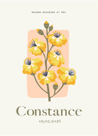 Affiche Personnalisée Fleurs botanique pour chambre bébé