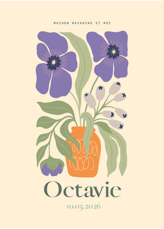 Affiche Personnalisée Fleurs botanique pour chambre bébé