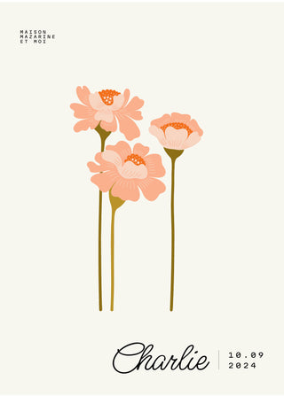 Affiche Personnalisée Fleurs botanique pour chambre bébé